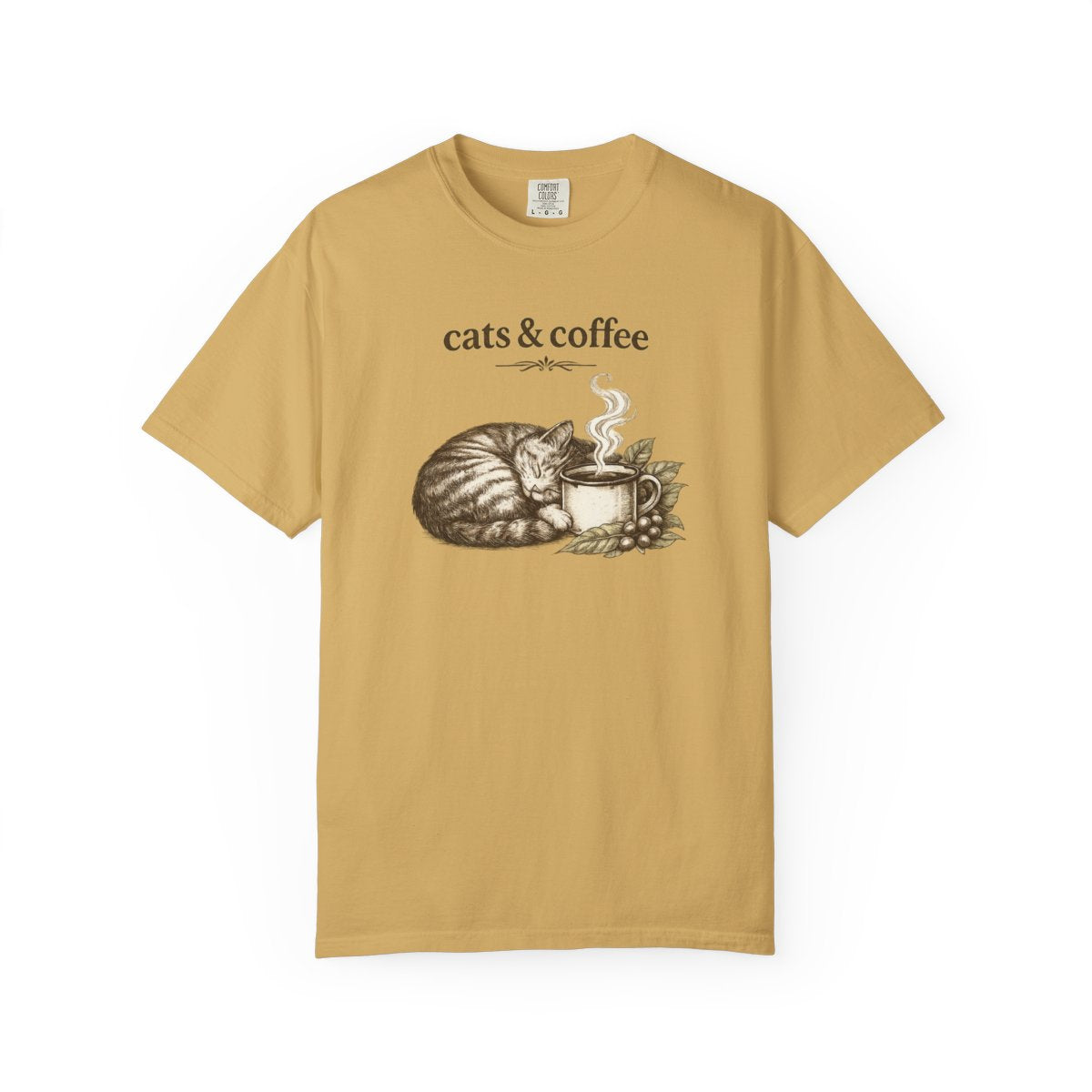 Camiseta Cats & Coffee — Gatos y Café
