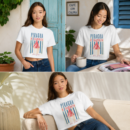 Crop Top Piragua de Frambuesa — Boricua para Mujer