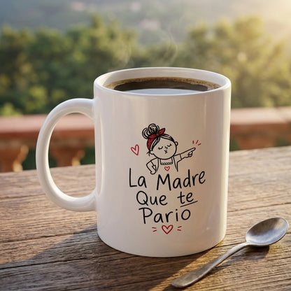 Taza La Madre que te Parió 11oz — Humor Boricua