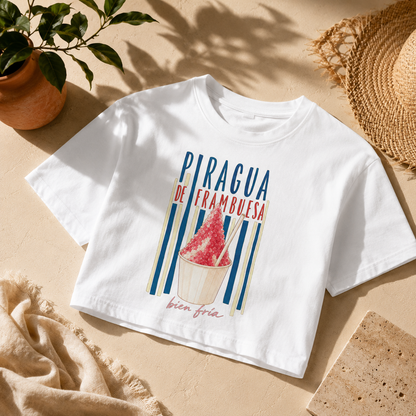 Crop Top Piragua de Frambuesa — Boricua para Mujer