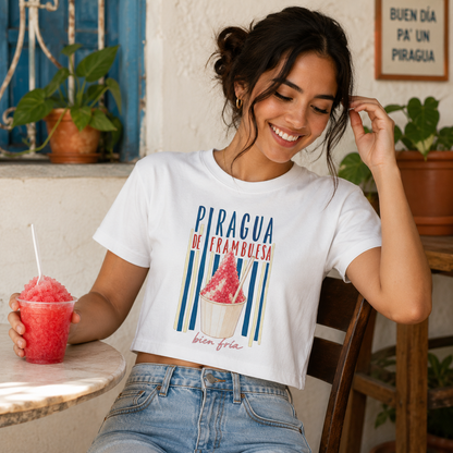 Crop Top Piragua de Frambuesa — Boricua para Mujer
